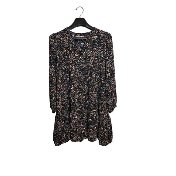 Maeve by anthropogie Floral Tunic Dress Womens Size Medium Lightweight V-Neck 3/ - Picture 1 of 10
